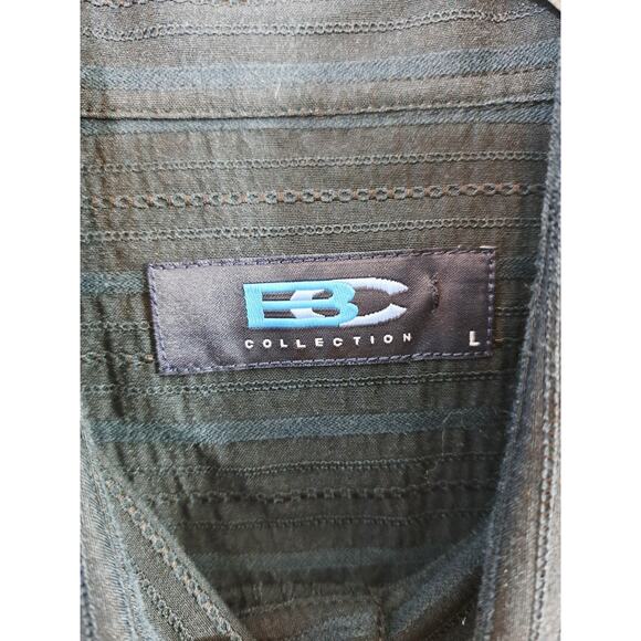 BC Collection Shirt Mens Large Black Gray Embroidered Crosses Button Down Casual - Picture 4 of 7